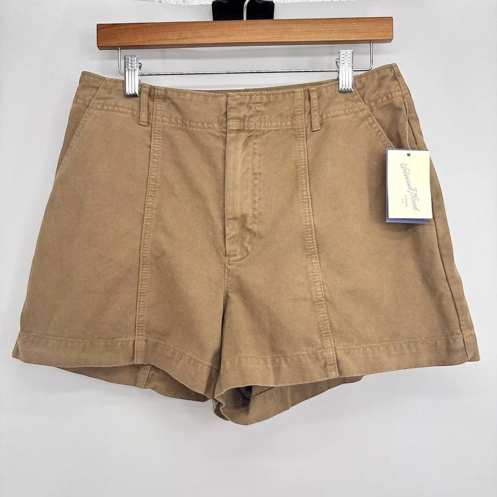 Universal Thread Womens High Rise Khaki Utility Chino‎ Shorts Tan Size 10 NWT